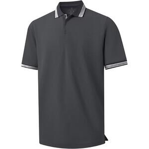 Men's Pique Polo Shirts Long Sleeve Cotton Blend Tipped Casual Collared Polo Shi